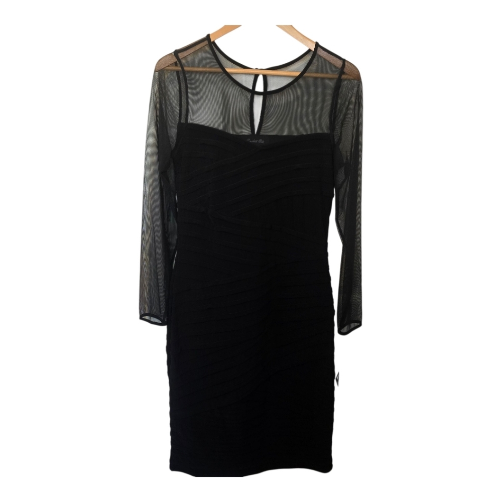 NWT Scarlett Nite Black Sheer Cocktail Dress 12 Whimsigoth Witchy Grunge Stretch